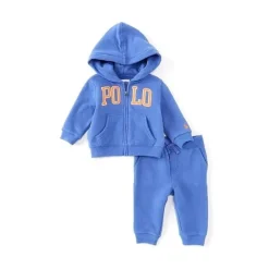 Ralph Lauren Baby Sets*Polo - Baby Boy Logo Fleece Hoodie & Pant Set, Blue