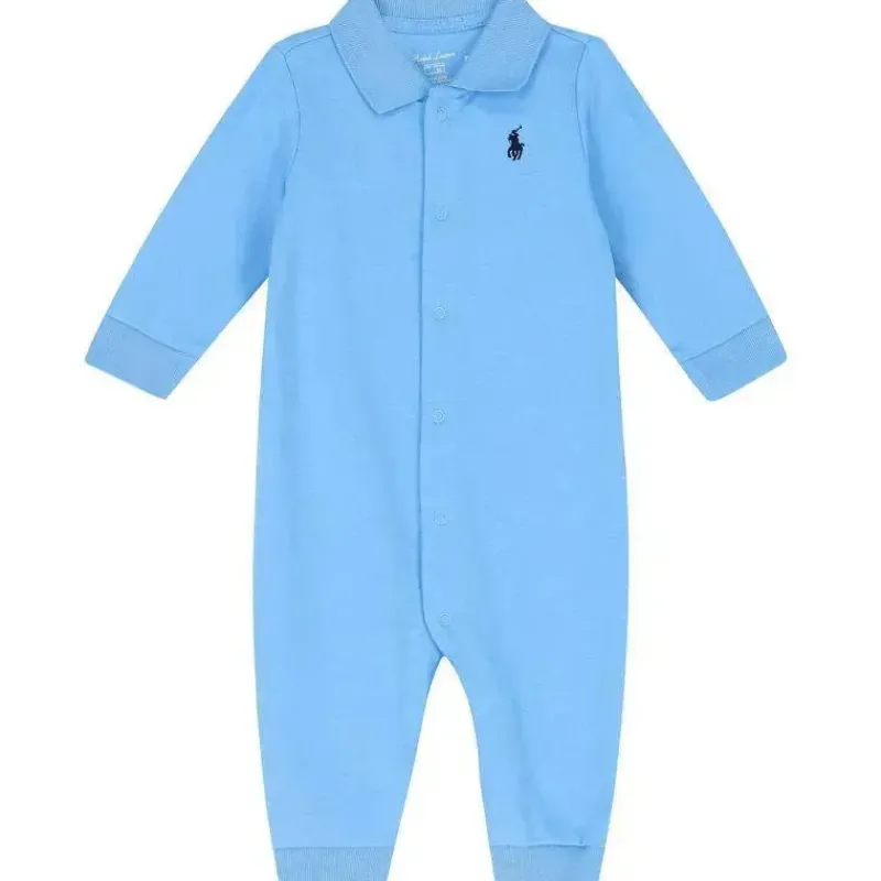 Ralph Lauren Baby One-Pieces*Polo Baby - Boy Cotton Polo Coverall, Suffield Blue