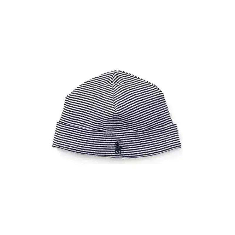 Ralph Lauren Baby Hats*Polo Baby - Cotton Interlock Ribbed Beanie, French Navy Multi