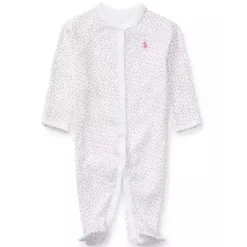 Ralph Lauren Baby Sleepwear*Polo Baby - Floral Cotton Coverall, White Floral