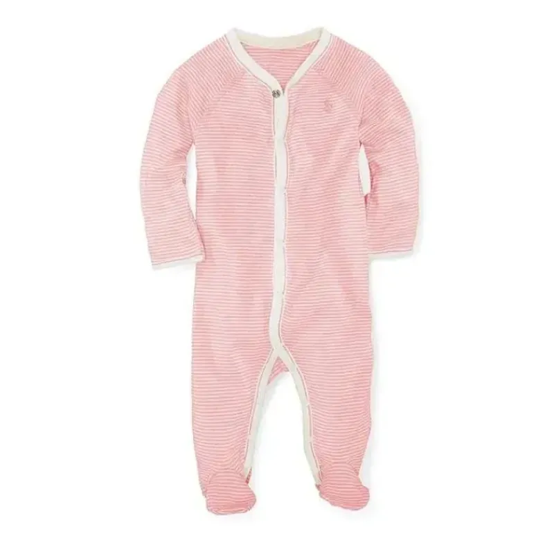 Ralph Lauren Baby One-Pieces*Polo Baby - Girls Striped Cotton Coverall, Paisley Pink