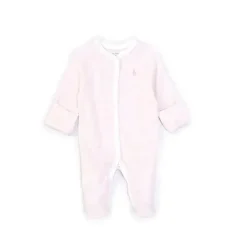 Ralph Lauren Baby One-Pieces*Polo Baby - Girls Striped Cotton Coverall, Delicate Pink/White