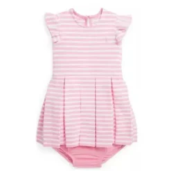 Ralph Lauren Dresses|Baby Dresses & Skirts*Polo Baby - Girls Striped Ottoman Ribbed Dress & Bloomer, Pink