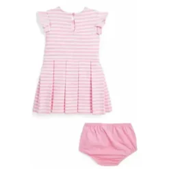 Ralph Lauren Dresses|Baby Dresses & Skirts*Polo Baby - Girls Striped Ottoman Ribbed Dress & Bloomer, Pink