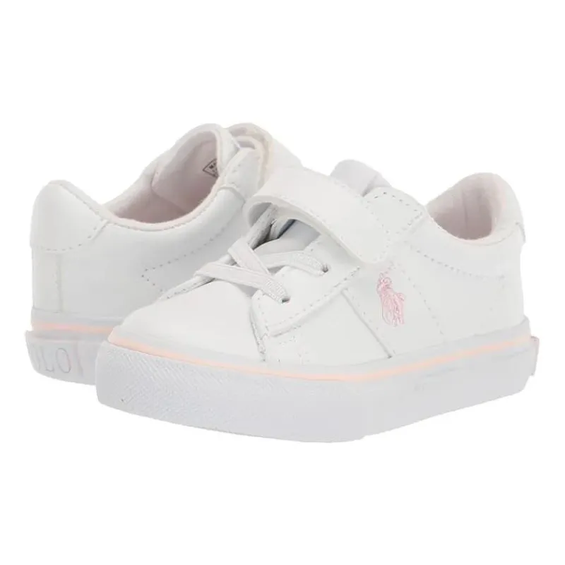Ralph Lauren Baby Shoes*Polo Baby - Girl Shoes White Tumbled With Light Pink