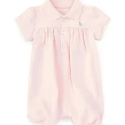 Ralph Lauren Baby One-Pieces*Polo Baby - Girl Short Sleeve Interlock Romper, Pink