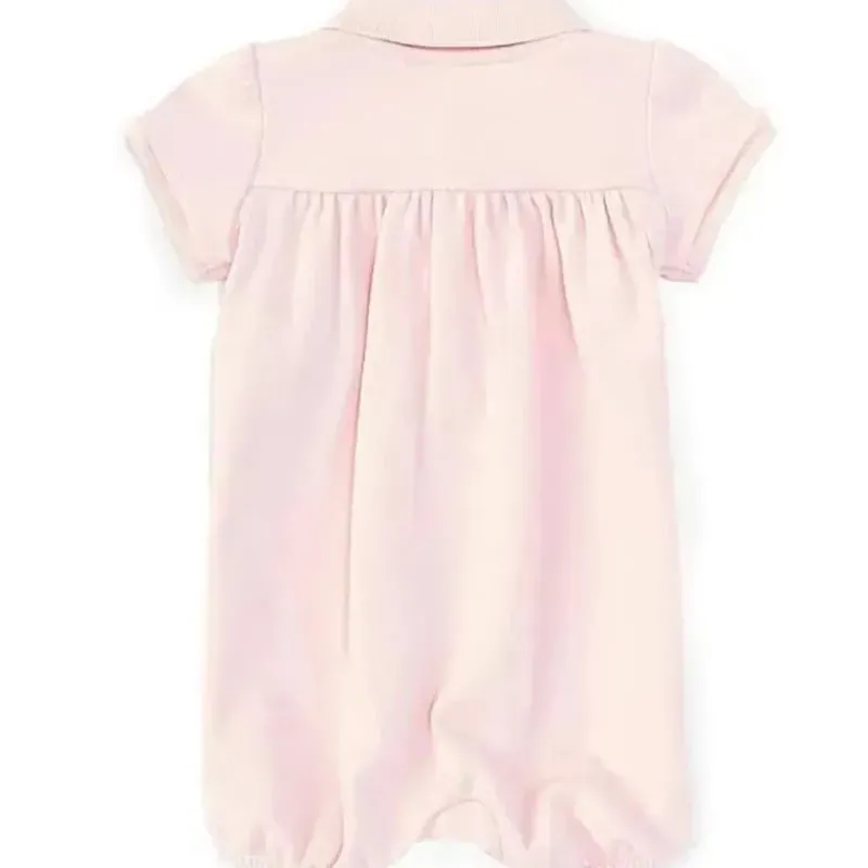 Ralph Lauren Baby One-Pieces*Polo Baby - Girl Short Sleeve Interlock Romper, Pink