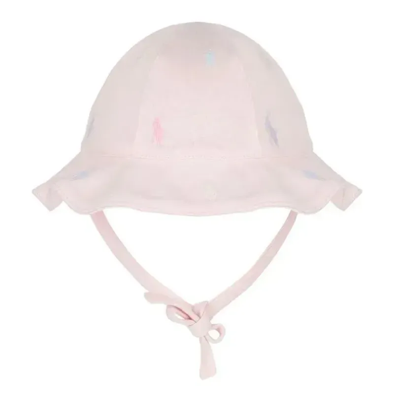 Ralph Lauren Baby Hats*Polo Baby - Interlock Knit Allover Pony Schiffli Bucket Hat, Pink