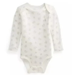 Ralph Lauren Organic|Baby Onesies & Bodysuits*Polo Baby - Long-Sleeve Organic Cotton Interlock Knit Bodysuit, Grey