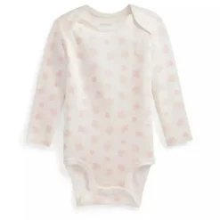 Ralph Lauren Organic|Baby Onesies & Bodysuits*Polo Baby - Long-Sleeve Organic Cotton Interlock Knit Bodysuit, Pink