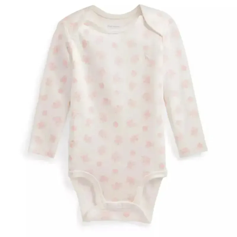 Ralph Lauren Organic|Baby Onesies & Bodysuits*Polo Baby - Long-Sleeve Organic Cotton Interlock Knit Bodysuit, Pink