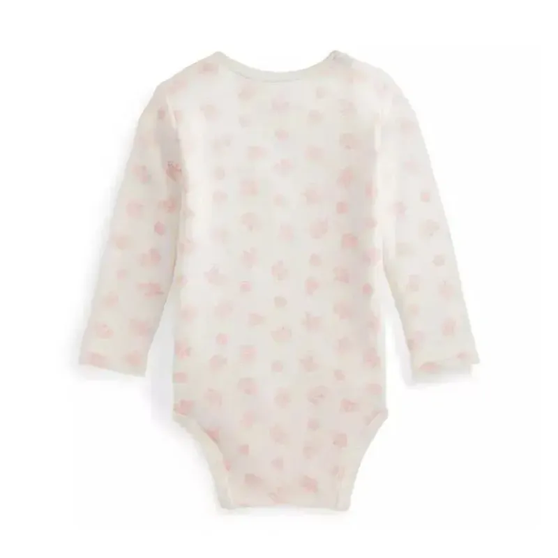 Ralph Lauren Organic|Baby Onesies & Bodysuits*Polo Baby - Long-Sleeve Organic Cotton Interlock Knit Bodysuit, Pink
