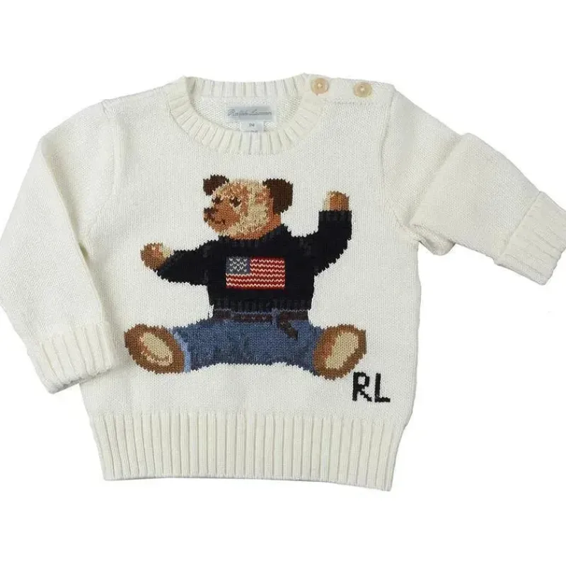 Ralph Lauren Baby Coats, Sweaters & Jackets*Polo Baby - Long-Sleeve Flag Bear Sweater, Nevis