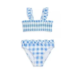 Ralph Lauren Baby Swimming Clothes*Polo Baby - 2Pk Smocked Top Gingham Swimsuit, Harbor Island Blue