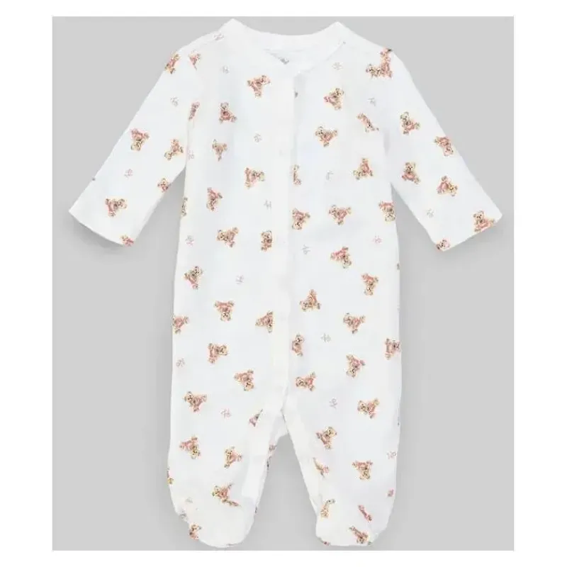 Ralph Lauren Baby One-Pieces*Polo Baby - Polo Bear Cotton Coverall, White