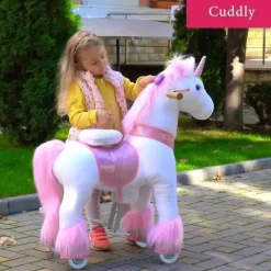 PonyCycle Ride-On Toys*Pink Unicorn 4-10 Years Old, Kids Unicorn Ride on Toy, Ride on Unicorn Toy Plush, Pink Pony
