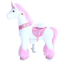 PonyCycle Ride-On Toys*Pink Unicorn 4-10 Years Old, Kids Unicorn Ride on Toy, Ride on Unicorn Toy Plush, Pink Pony