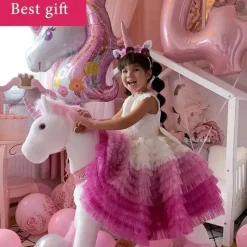 PonyCycle Ride-On Toys*Pink Unicorn 4-10 Years Old, Kids Unicorn Ride on Toy, Ride on Unicorn Toy Plush, Pink Pony