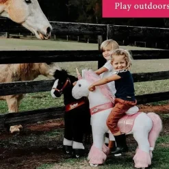 PonyCycle Ride-On Toys*Pink Unicorn 4-10 Years Old, Kids Unicorn Ride on Toy, Ride on Unicorn Toy Plush, Pink Pony
