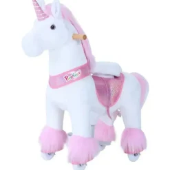 PonyCycle Ride-On Toys*Pink Unicorn 3-5 Years Old, Kids Unicorn Ride on Toy, Ride on Unicorn Toy Plush, Pink Pony
