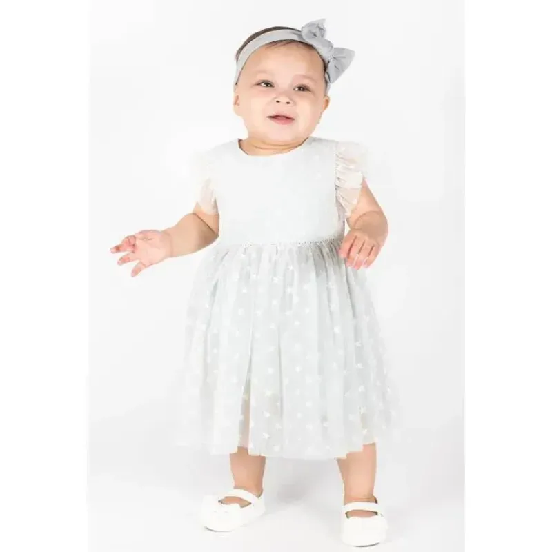 Popatu Dresses|Baby Dresses & Skirts*- Baby Girls Sage Green Stars Tulle Dress