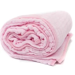 Primo Passi Baby Bath Towels*- Baby Hooded Muslin Towel, Light Pink