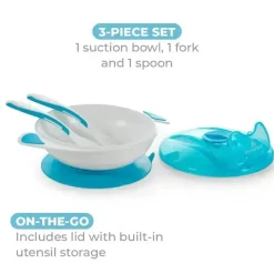 Primo Passi Suction Plates & Bowls|Plates & Bowls*- Baby Suction Bowl Feeding Set, Blue