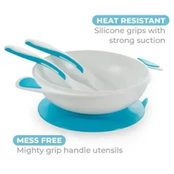 Primo Passi Suction Plates & Bowls|Plates & Bowls*- Baby Suction Bowl Feeding Set, Blue