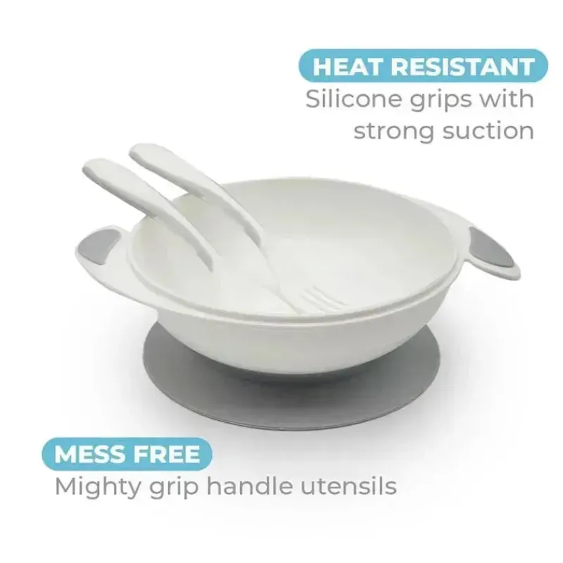 Primo Passi Suction Plates & Bowls|Dishes, Utensils & Food Containers*- Baby Suction Bowl Feeding Set, Grey