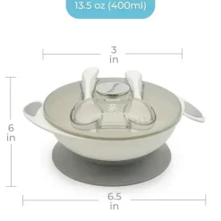 Primo Passi Suction Plates & Bowls|Dishes, Utensils & Food Containers*- Baby Suction Bowl Feeding Set, Grey