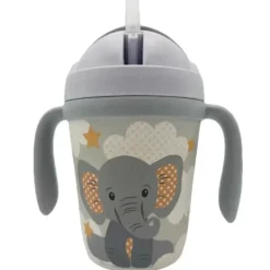Primo Passi Cool Baby Products|Gifts Up To $25*- Bamboo Fiber Kids Cup With Handle/Straw, Little Elephant