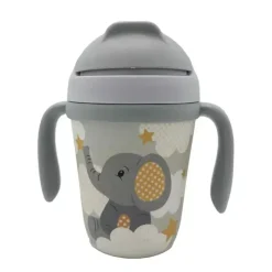 Primo Passi Cool Baby Products|Gifts Up To $25*- Bamboo Fiber Kids Cup With Handle/Straw, Little Elephant
