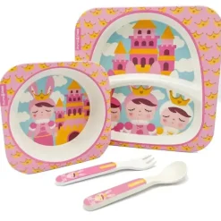 Primo Passi Cool Baby Products|Gifts Up To $25*- Bamboo Fiber Kids Combo Divided Square Plate, Square Bowl & Fork&Spoon, Metoo