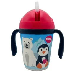 Primo Passi Cool Baby Products|Gifts Up To $25*- Bamboo Fiber Kids Cup With Handle/Straw, Winter Friends (Penguin/Polar)