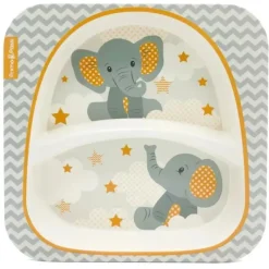 Primo Passi Cool Baby Products|Gifts Up To $25*- Divided Square Bamboo Plate for Kids, Little Elephant