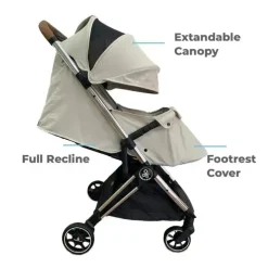 Primo Passi Cool Baby Products|Lightweight Strollers*- Icon Travel Stroller Special Edition, Chrome Frame/Beige