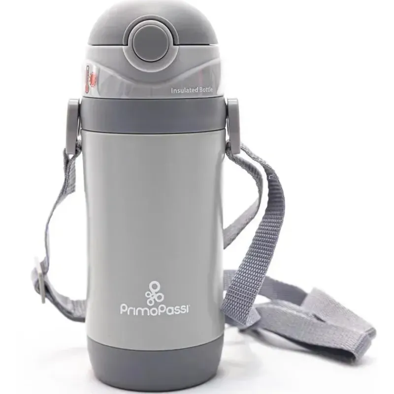 Primo Passi Water Bottle|Insulated Cups*- Insulated Straw Bottle 12oz/350ml, Grey