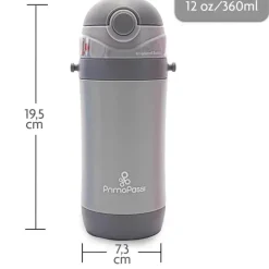Primo Passi Water Bottle|Insulated Cups*- Insulated Straw Bottle 12oz/350ml, Grey