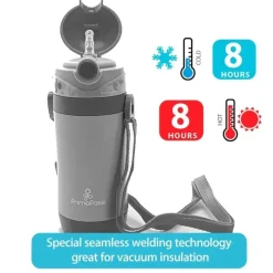 Primo Passi Water Bottle|Insulated Cups*- Insulated Straw Bottle 12oz/350ml, Grey