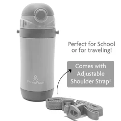 Primo Passi Water Bottle|Insulated Cups*- Insulated Straw Bottle 12oz/350ml, Grey