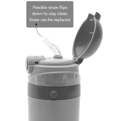 Primo Passi Water Bottle|Insulated Cups*- Insulated Straw Bottle 12oz/350ml, Grey