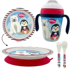 Primo Passi Plates & Bowls|Dishes, Utensils & Food Containers*- Kids Bamboo Set Suction Plate & Cup, Winter Friends