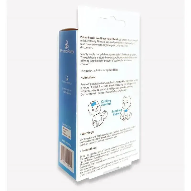 Primo Passi Cool Baby Products|Pain & Fever Relief*- 5Pk Baby Instant Cooling Relief Gel Patches for Fever