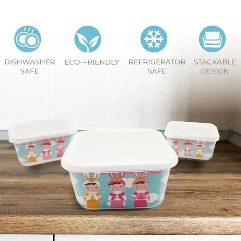 Primo Passi Cool Baby Products|Gifts Up To $25*- 3Pk Bamboo Fiber Kids Food Containers Set, Metoo