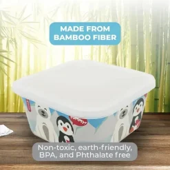 Primo Passi Cool Baby Products|Gifts Up To $25*- 3Pk Bamboo Winter Friends Fiber Kids Food Containers, Penguin/Polar