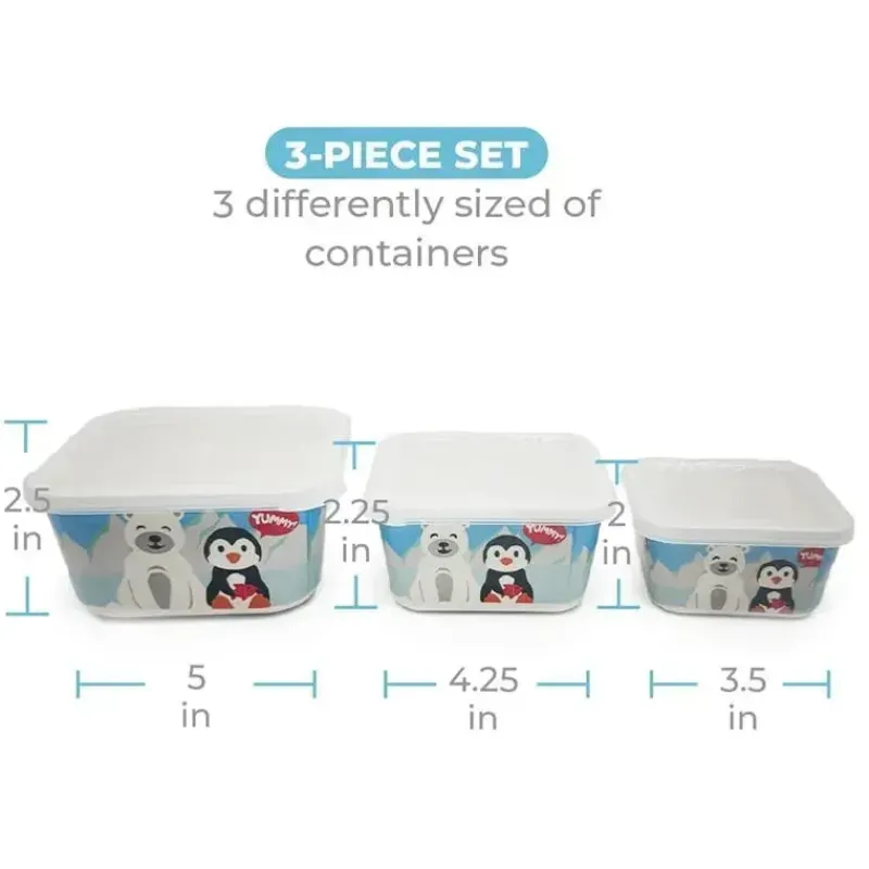 Primo Passi Cool Baby Products|Gifts Up To $25*- 3Pk Bamboo Winter Friends Fiber Kids Food Containers, Penguin/Polar