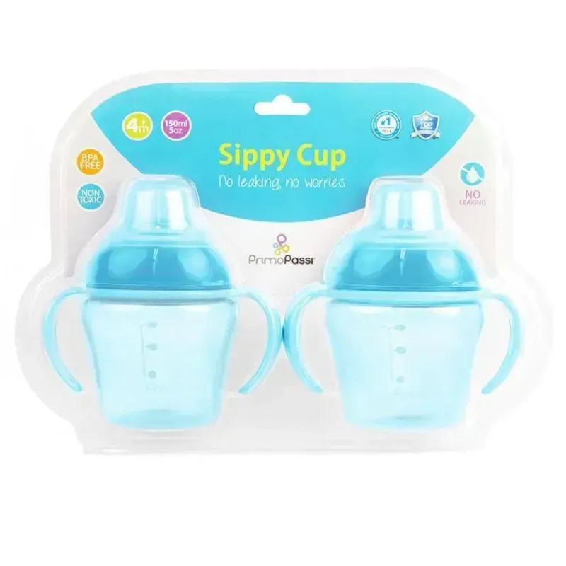 Primo Passi Straw, Sippy & Training Cups|Dishes, Utensils & Food Containers*- 2Pk Blue Sippy Cups 4M, 5 Oz