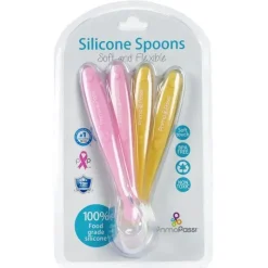 Primo Passi Utensils & Accessories|Dishes, Utensils & Food Containers*- 4Pk Silicone Spoon, Pink/Yellow
