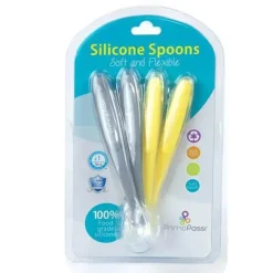 Primo Passi Utensils & Accessories|Dishes, Utensils & Food Containers*- 4Pk Silicone Spoon, Grey/Yellow