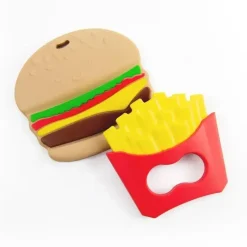 Primo Passi Rattles & Teethers|Toys For 0-12 Months*- Silicone Baby Teether, Fries & Hamburguer